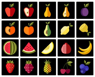 Meyve renk Icons set