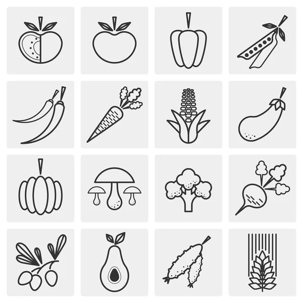 Conjunto de iconos de verduras — Vector de stock