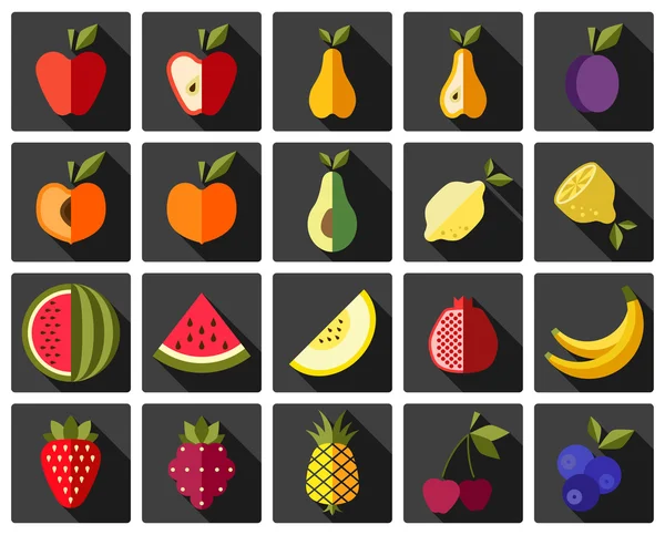 Conjunto de iconos de color frutas — Vector de stock