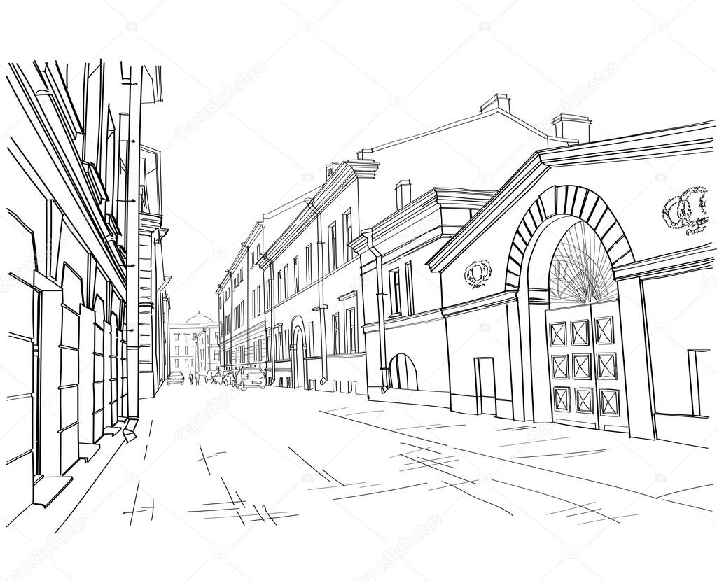 Street in St. Petersburg. illustration