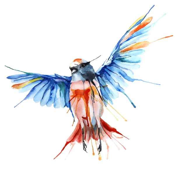 Ilustração em estilo aquarela de pássaro . — Vetor de Stock