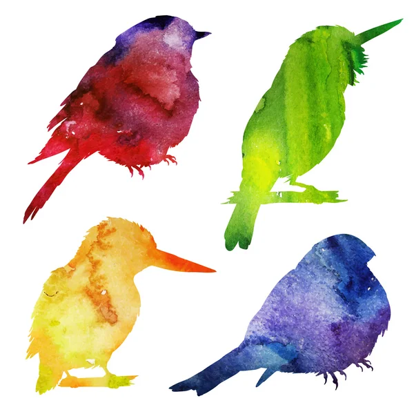 Vogelsilhouette. Aquarell — Stockvektor