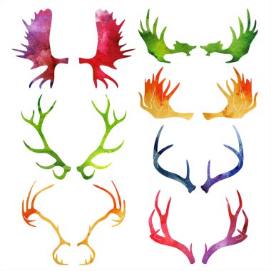 Boynuz suluboya siluetleri.