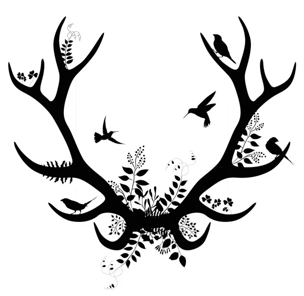 Spring deer silhouette. — Stock Vector