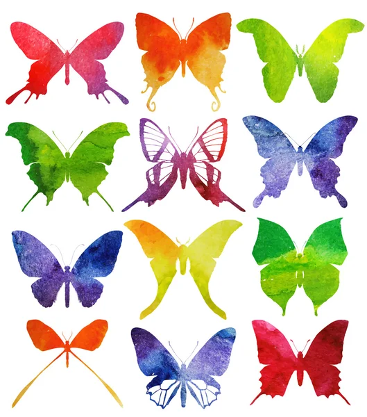 Conjunto de borboletas isoladas — Vetor de Stock