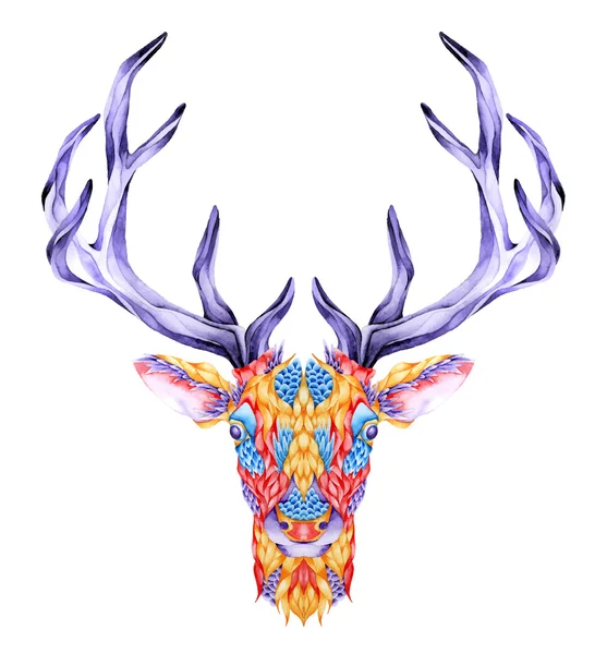 Deer head tattoo. — Stock Vector