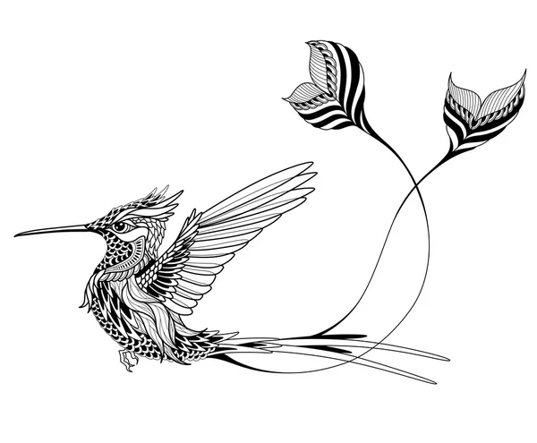 Tatouage d'oiseau psychédélique — Image vectorielle