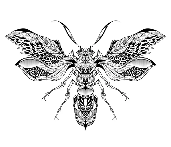 Bee of Wasp tattoo — Stockvector