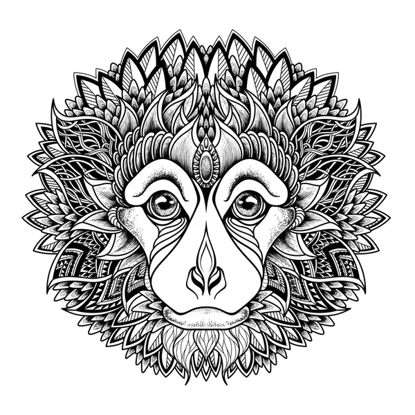 Psychedelic monkey head tattoo. — Stock Vector