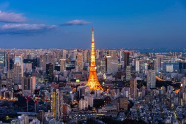 Merkez Tokyo ve Tokyo Kulesi (9 fotoğraf sabahtan akşama kadar aynı yerde) 