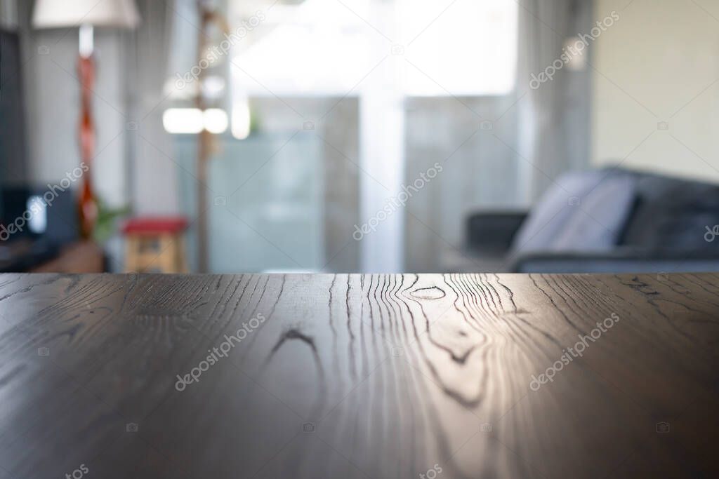 close up of wood grain table in the living room