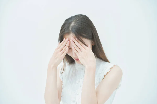 Asian Young Woman Stressed Look — Stock Photo, Image