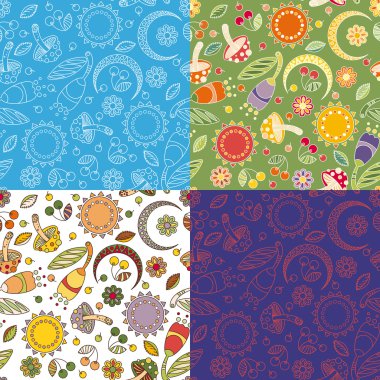 Mantar ile neşeli renkli desen