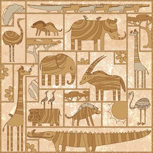 Cork Animals on a Grungy Background — Stock Vector
