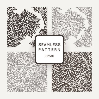 Vektör kesintisiz geometrik ve çiçek desenleri