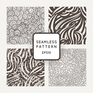 Vektör kesintisiz geometrik ve çiçek desenleri