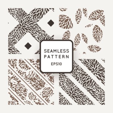 Vektör kesintisiz geometrik ve çiçek desenleri