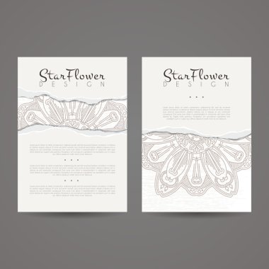A set of two designs for brochures, leaflets, covers, leaflets, flyers, cards with imitation of torn paper. Vector.
