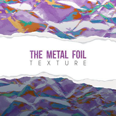 Vector background of crumpled torn paper with floral circular pattern. Ragged edges.