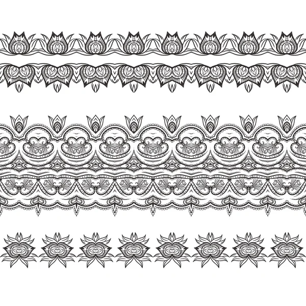 Jeu de brosses vectorielles à motifs filigranés — Image vectorielle
