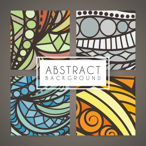 Set of four vector colorful intricate patterns. Doodle. Zentangle — Stock Vector