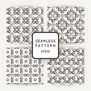 Vektör çapraz ve örgülü kabloları ile Dikişsiz desen seti. Bağlama. Makrome.