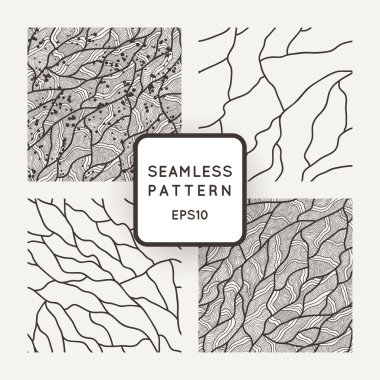 Set of vector seamless patterns in the style of veining or cracks.