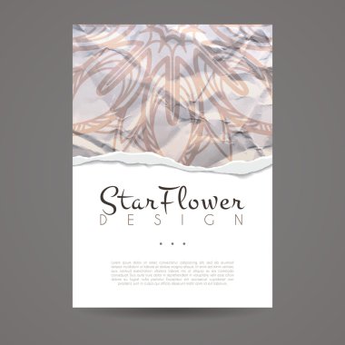 Buruşuk yırtık kağıt çiçek dairesel desenli vektör arka plan. Mandala. Düzensiz kenarları.