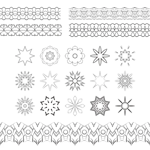 벡터의 세트 선조 꽃무늬 브러쉬 — 스톡 벡터