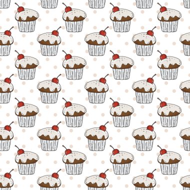 Vektör Muffins Seamless Modeli