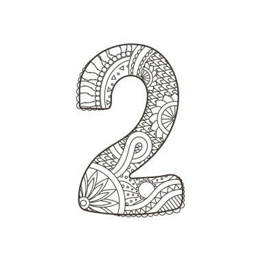 Zentangle number. Vector decorative number.