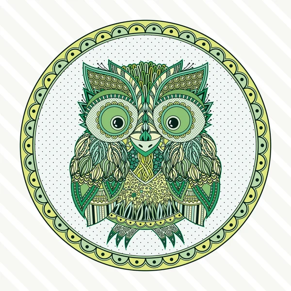 Illustration vectorielle du hibou zentangle. Oiseau décoré à motifs . — Image vectorielle