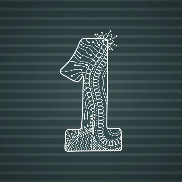 Zentangle number. Vector decorative number. — 스톡 벡터