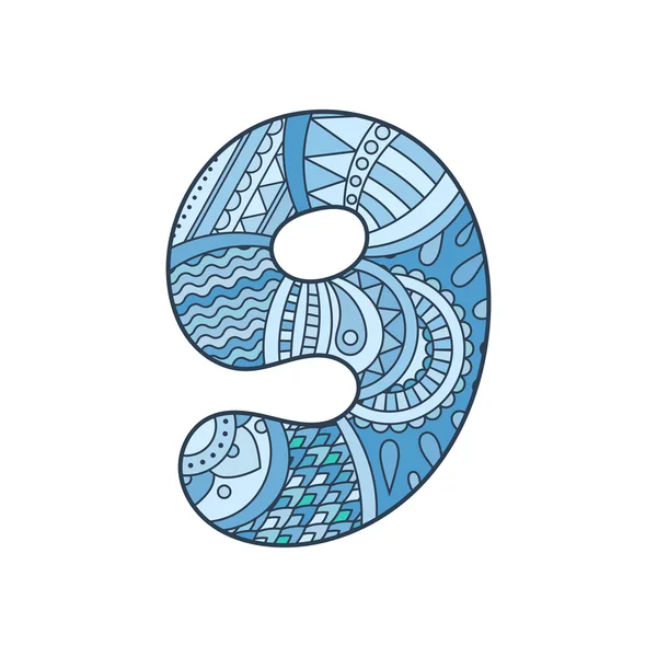 Zentangle number. Vector decorative number. — Stock Vector