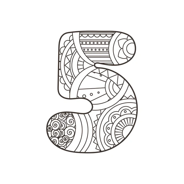 Zentangle number. Vector decorative number. — Stok Vektör