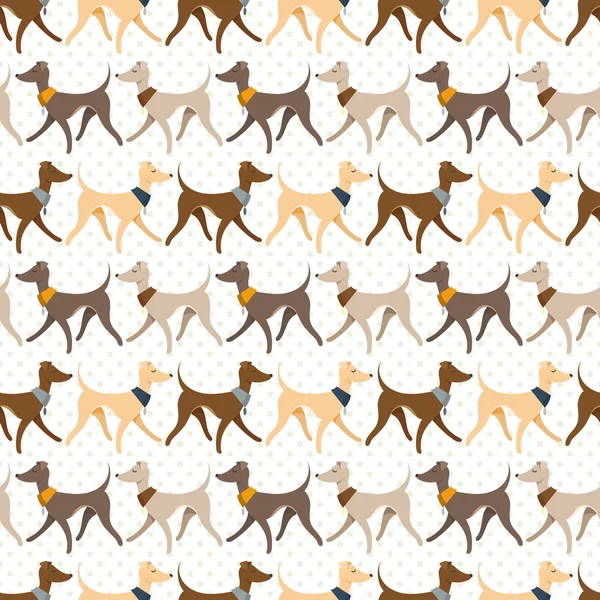 Seamless Vector Pattern with Pretty Walking Italian Greyhounds — 스톡 벡터