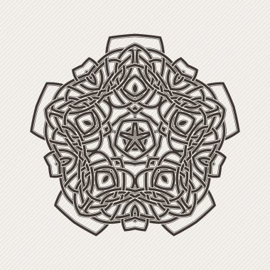 Vektör mandala. Gotik dantel dövme. Keskin köşeli Kelt örgüsü.