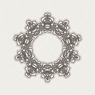 Vektör sınırı. Gotik dantel dövme. Keskin köşeli Kelt örgüsü.