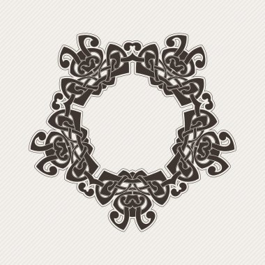 Vektör sınırı. Gotik dantel dövme. Keskin köşeli Kelt örgüsü.