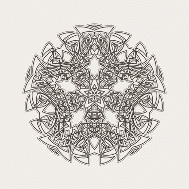 Vektör mandala. Gotik dantel dövme. Keskin köşeli Kelt örgüsü.