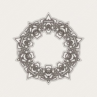 Vektör sınırı. Gotik dantel dövme. Keskin köşeli Kelt örgüsü.