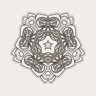 Vektör mandala. Gotik dantel dövme. Keskin köşeli Kelt örgüsü.
