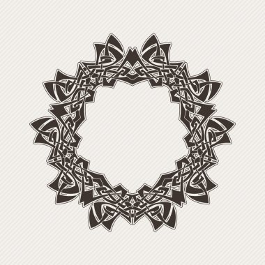 Vektör sınırı. Gotik dantel dövme. Keskin köşeli Kelt örgüsü.