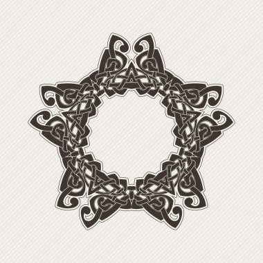 Vektör sınırı. Gotik dantel dövme. Keskin köşeli Kelt örgüsü.