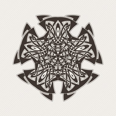 Vektör mandala. Gotik dantel dövme. Keskin köşeli Kelt örgüsü.