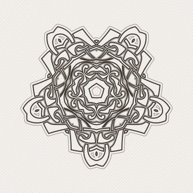 Vektör mandala. Gotik dantel dövme. Keskin köşeli Kelt örgüsü.
