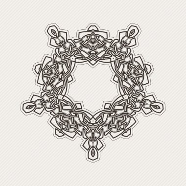 Vektör sınırı. Gotik dantel dövme. Keskin köşeli Kelt örgüsü.