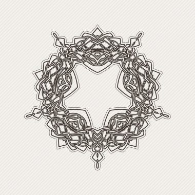 Vektör sınırı. Gotik dantel dövme. Keskin köşeli Kelt örgüsü.