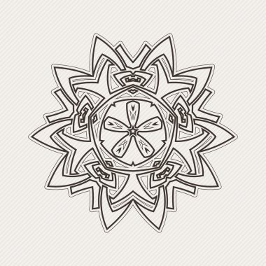 Vektör mandala. Gotik dantel dövme. Keskin köşeli Kelt örgüsü.