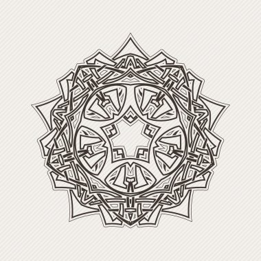 Vektör mandala. Gotik dantel dövme. Keskin köşeli Kelt örgüsü.